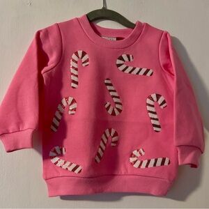 Mud Pie Pink Candy Cane Sweatshirt